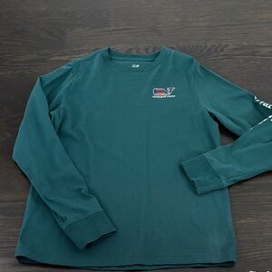 Vineyard Vines Boys Dark Green Logo Long Sleeve
